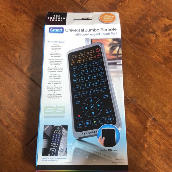 The Sharper Image Smart Universal Jumbo Remote DVD TV DVR XL Light Up Buttons - Picture 4 of 8